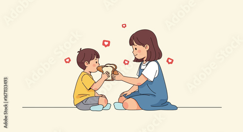 Sharing Moments: A Generous Act Of Giving Bread And Spreading Affection For A Loved One