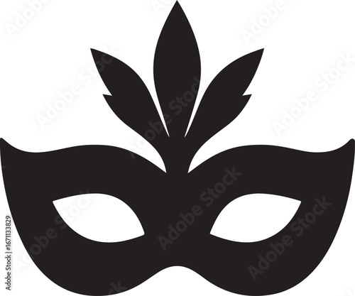 Mask Carnival silhouette, festive masquerade accessory, elegant party decoration vector EPS.