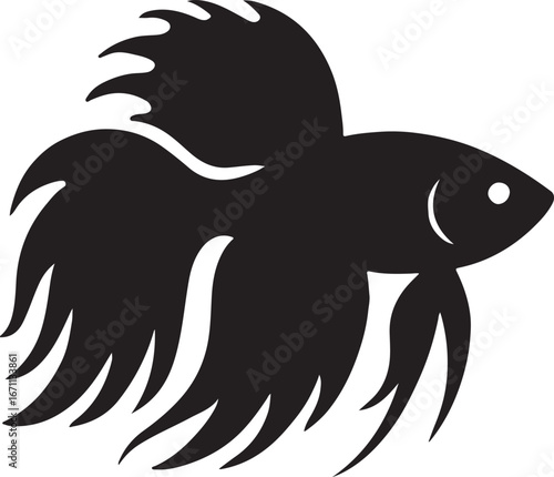 Betta Fish silhouette vector EPS, colorful aquarium fish design for pet, aquatic, and nature projects.