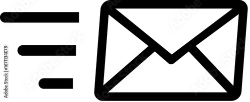 Email Transmission Illustration: A minimalist illustration depicts the rapid dispatch of an envelope, symbolizing swift communication and digital correspondence. 