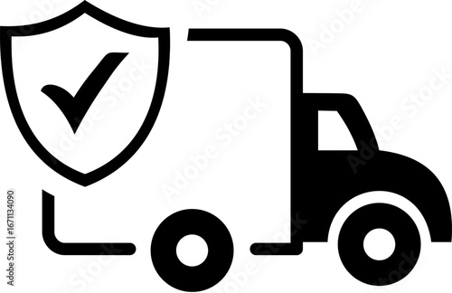 Reliable Delivery Assurance: An illustration captures the essence of dependable transport and security with a delivery truck and shield emblem.