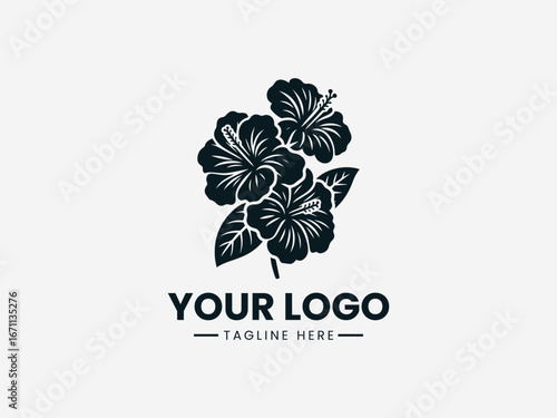 Black and white rose bouquet drawing with blooming flowers buds and decorative leaves