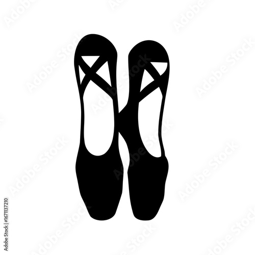 Black and white ballet pointe shoes on a white background design
