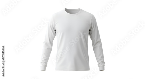 A plain white long-sleeved shirt isolated against a clean white background.