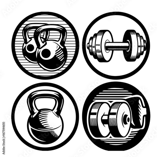 Powerlifting, weightlifting or bodybuilding vector silhouettes on white background. Bench press, deadlift, squat. Layered. Fully editable .Silhouettes of a man doing exercise
