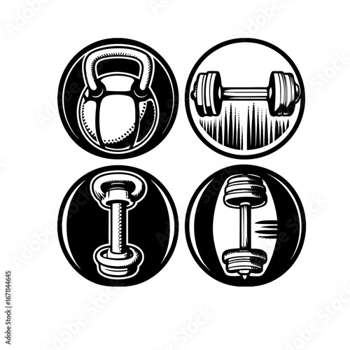 Powerlifting, weightlifting or bodybuilding vector silhouettes on white background. Bench press, deadlift, squat. Layered. Fully editable .Silhouettes of a man doing exercise
