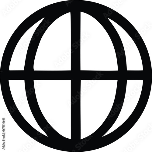Global network symbol a simple black and white icon representing connectivity and the internet for web design and digital platforms
