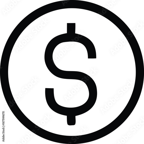 Dollar coin icon symbol digital graphic finance currency money investment wealth symbolism representing economic transaction exchange value