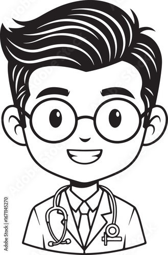 Vector art of cartoon doctor with stethoscope