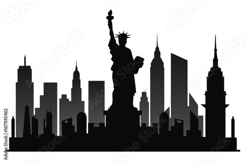 New York City skyline vector illustration at night