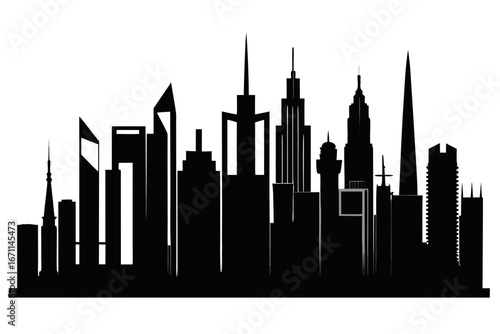 New York City skyline silhouette vector illustration at sunset