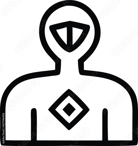 Iconic symbol of hazmat suit protection a clean line art graphic representing safety and emergency response preparedness for public health situations