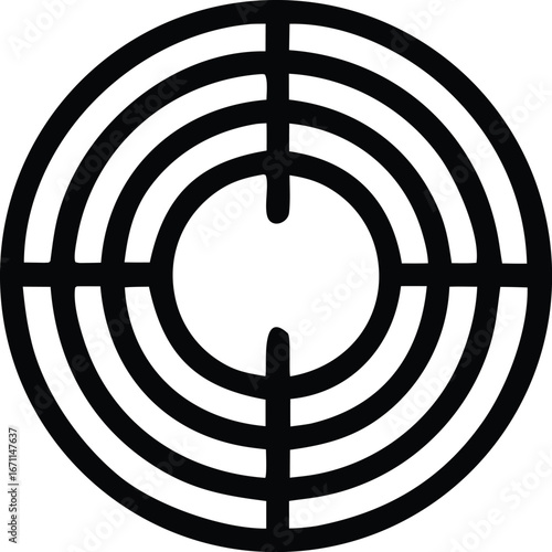 Abstract circular target design with concentric rings and crosshairs for precision targeting and focus concepts