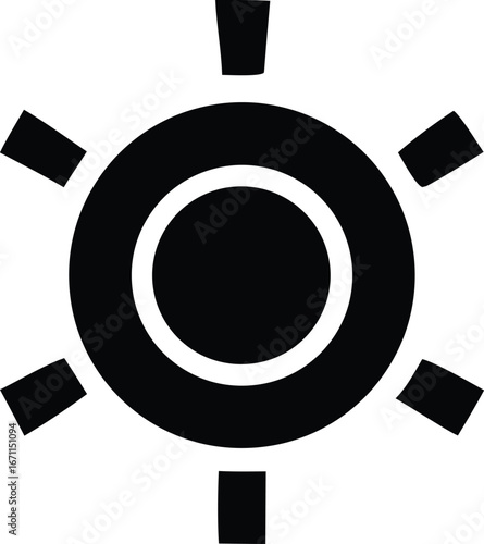 Stylized sun symbol icon with radial rays geometric shape representing heat light energy day celestial body