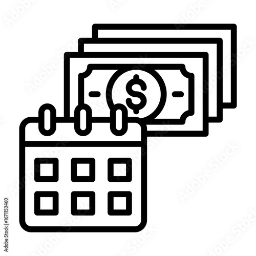 Monthly Payout Icon Line Style Vector Illustration