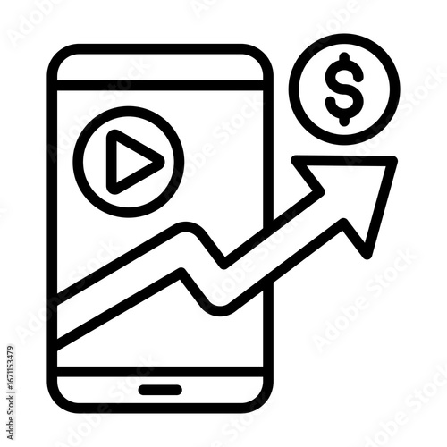 Monetization Icon Line Style Vector Illustration
