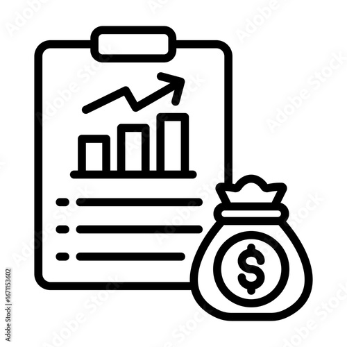 Cuadro en lienzo Financial Report Icon Line Style Vector Illustration