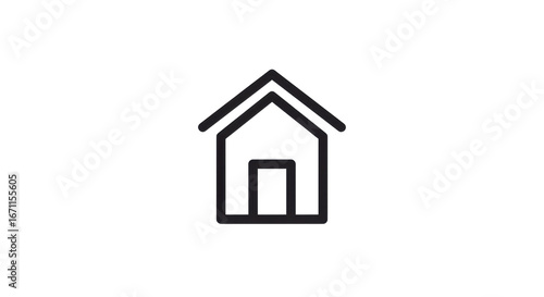 Simple house icon with triangular roof and rectangular base, minimal home, shelter, architecture, and real estate concept isolated on white background