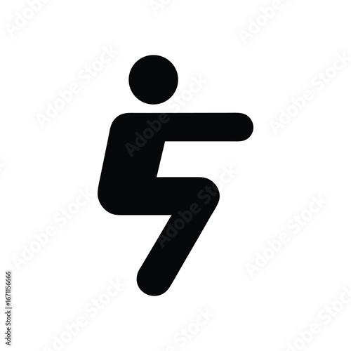 Squat Exercise Icon Silhouette Symbol for Fitness Strength and Workout Training Programs with Bodyweight Exercise and Healthy Lifestyle Representations