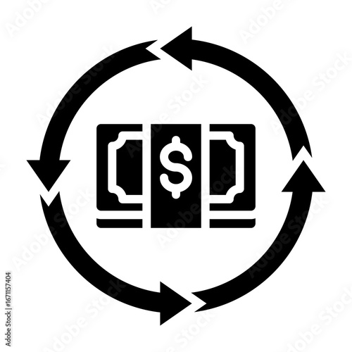 Cash Flow Icon Glyph Style Vector Illustration
