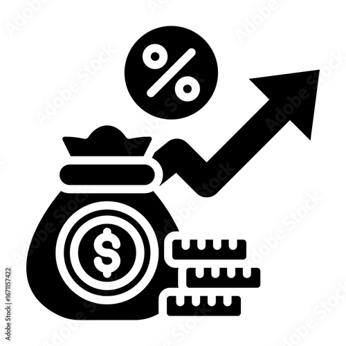 Interest Rate Icon Glyph Style Vector Illustration