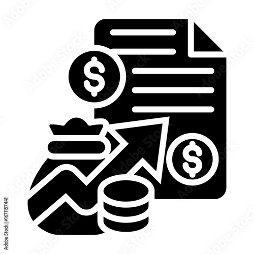 Revenue Stream Icon Glyph Style Vector Illustration
