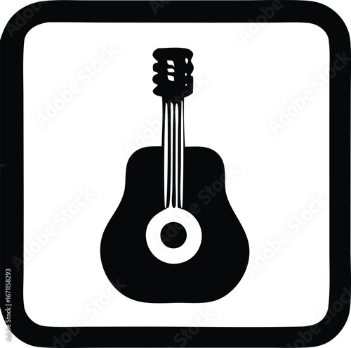 Simple acoustic guitar icon for music lovers and artists featuring classic design elements and a clean aesthetic