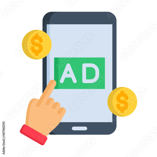 Ad Revenue Icon Flat Style Vector Illustration