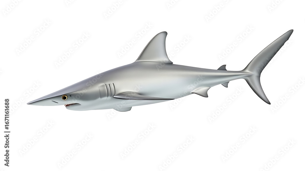 Fototapeta premium Hammerhead Shark Full Body Realistic Illustration on White