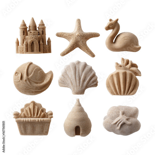 Sand mold toy set isoleted on transparent background .