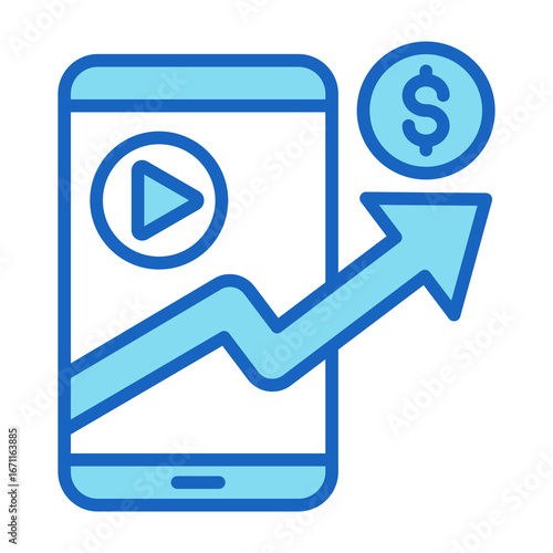 Monetization Icon Blue Color Style Vector Illustration