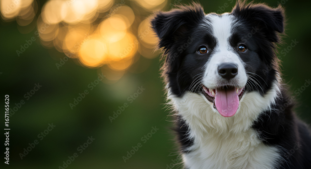 Fototapeta premium A Happy Border Collie Dog Portrait With Tongue Out
