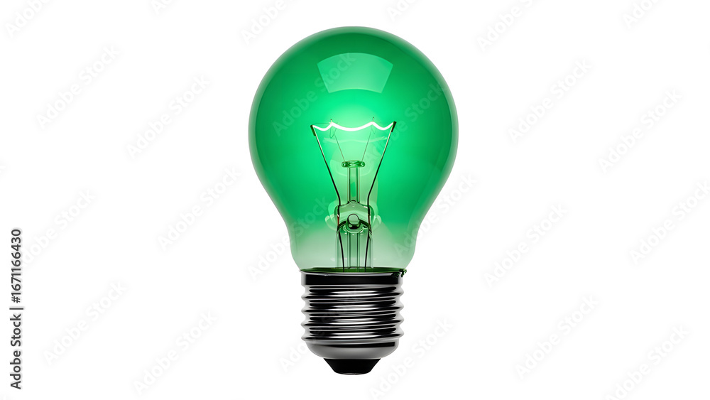 Isolated green light bulb glowing energy efficient lighting on white background stock photo image render on transparent background Isolated green light bulb glowing energy efficient lighting on white background stock photo image render on transparent background