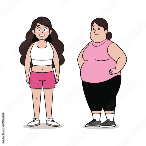 woman before and after weight loss transformation concept