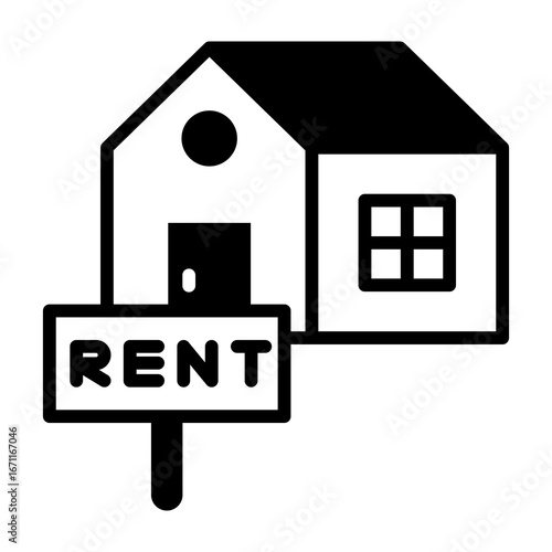 House Rental Icon Mixed Style Vector Illustration
