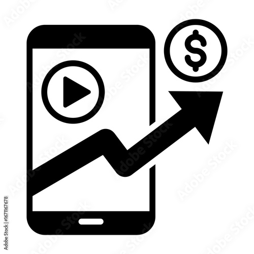 Monetization Icon Mixed Style Vector Illustration