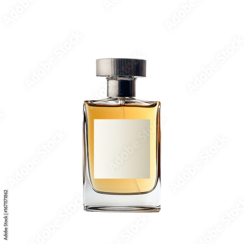 Perfume bottle blank label isolate on transparent background