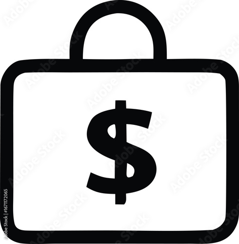Dollar sign shopping bag icon symbolizing commerce finance shopping retail and business transactions a simple graphic for economic concepts