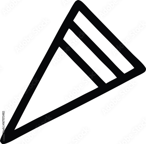 Abstract geometric prism shape with parallel lines symbolizing light or energy flow concept