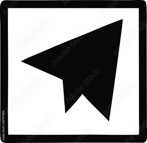 Bold black paper airplane icon symbol inside a square frame simple graphic design element for digital use