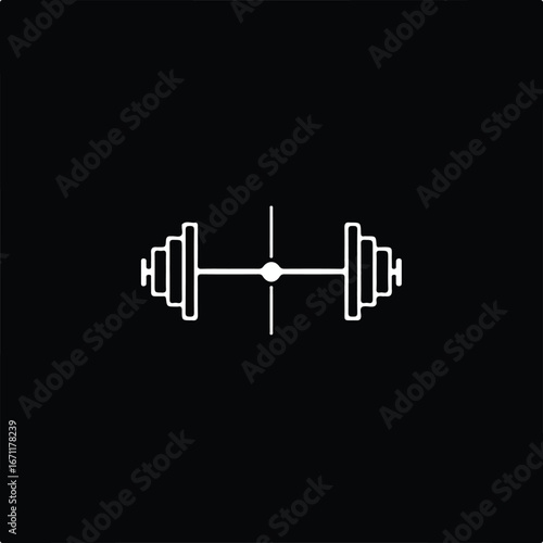 Simple blackandwhite dumbbell icon suitable for fitness logos, gym websites, workout apps, and healthrelated social media posts and designs.