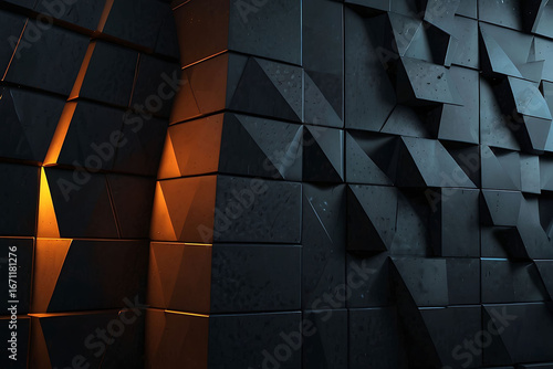 Black and orange abstract geometric background pattern design