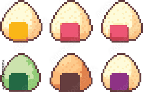 onigiri  pixel art, eps 10 illustration