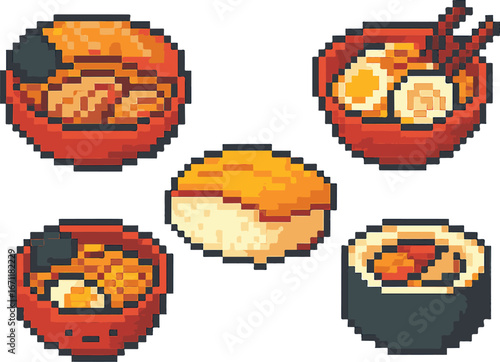 ramen pixel art, eps 10 illustration