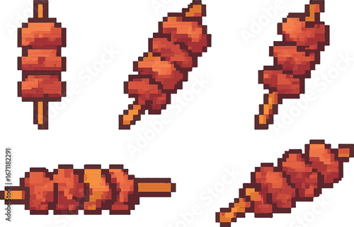 satay cake pixel art, eps 10 illustration