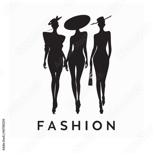Fashion show and female model symbol logo Image on white background