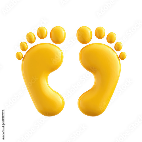 Two cartoonish, yellow footprints