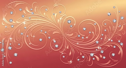 Elegant floral design with diamonds and gradient background.