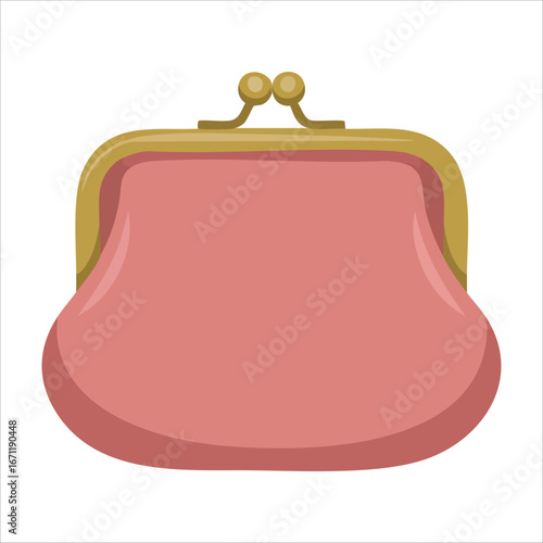 minimalist coin purse flat vector illustration isolated on white background