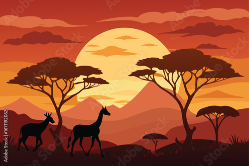 sunset in the desert